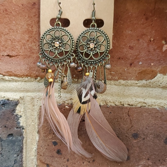 Jewelry - RELISTED Dreamcatcher boho gypsy feather earrings